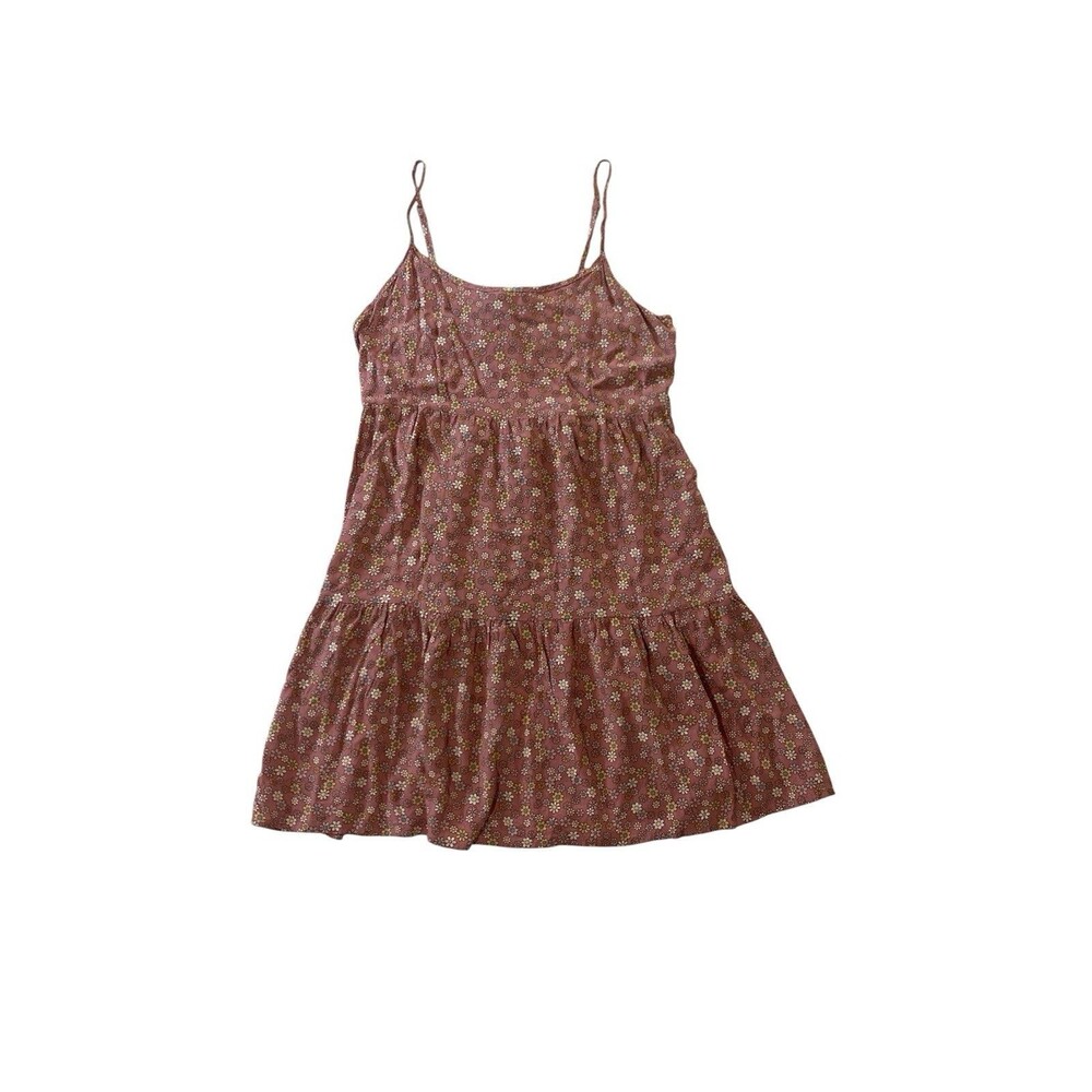 Mimi Chica Floral Tiered Mini Dress Women's Size Medium M Pink Spaghetti Strap